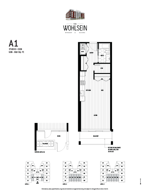 Wohlsein by Jameson Development Corp Studio A1 Floor Plan