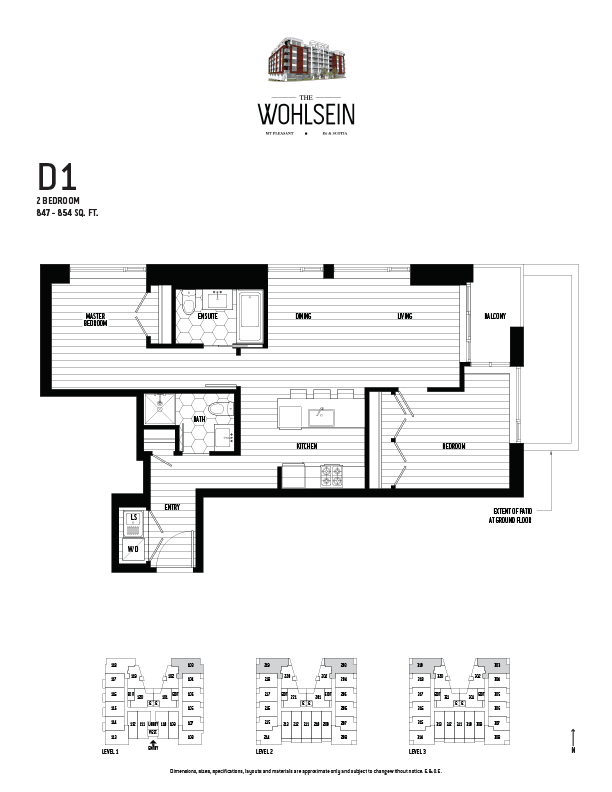 Wohlsein by Jameson Development Corp 2 Bedroom D1 Floor Plan
