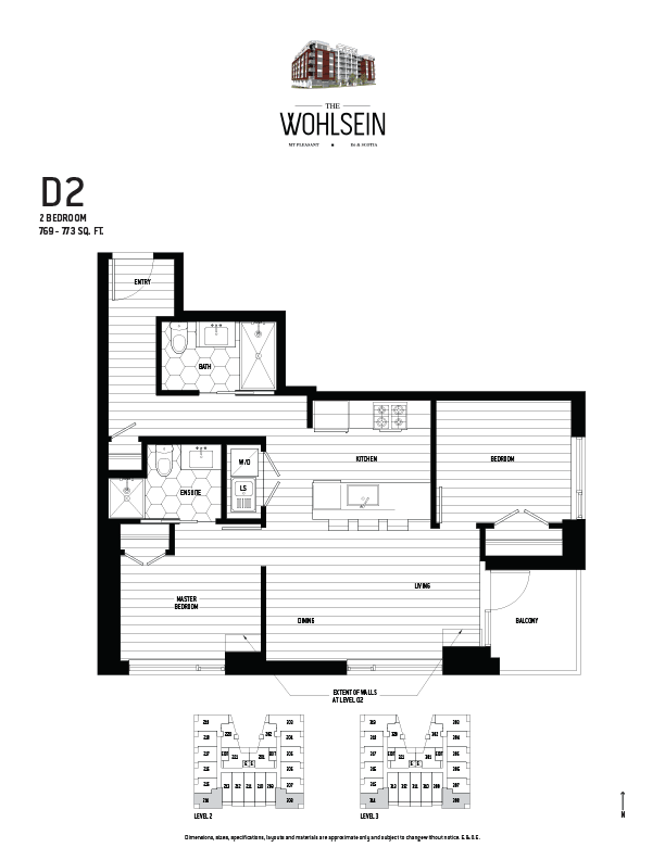 Wohlsein by Jameson Development Corp 2 Bedroom D2 Floor Plan