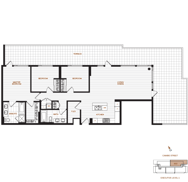 Livingstone House by Intercorp Projects Ltd. Floor Plan 602 3 Bedroom+Flex