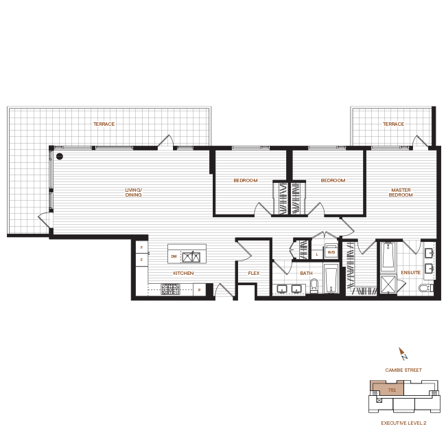 Livingstone House by Intercorp Projects Ltd. Floor Plan 701 3 Bedroom+Flex