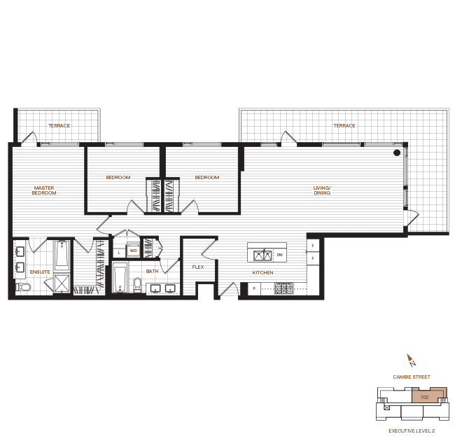 Livingstone House by Intercorp Projects Ltd. Floor Plan 702 3 Bedroom+Flex