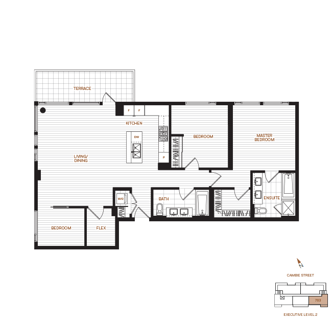 Livingstone House by Intercorp Projects Ltd. Floor Plan 703 3 Bedroom+Flex