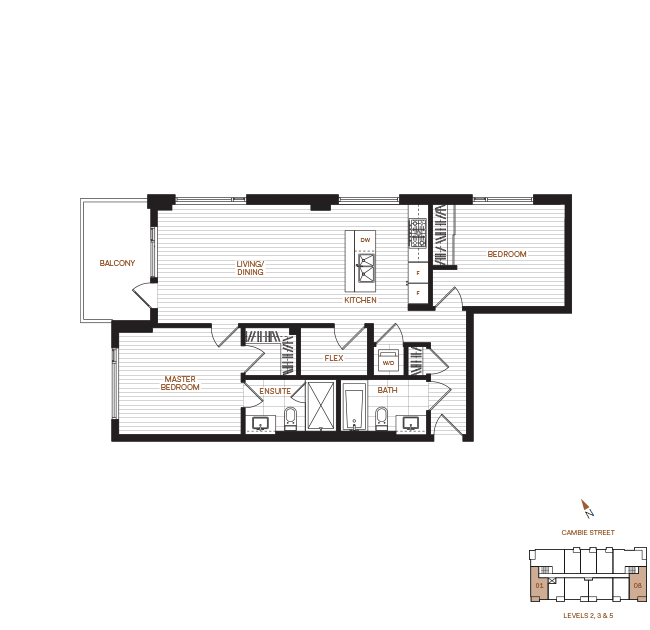 Livingstone House by Intercorp Projects Ltd. Floor Plan D1 2 Bedroom+Flex